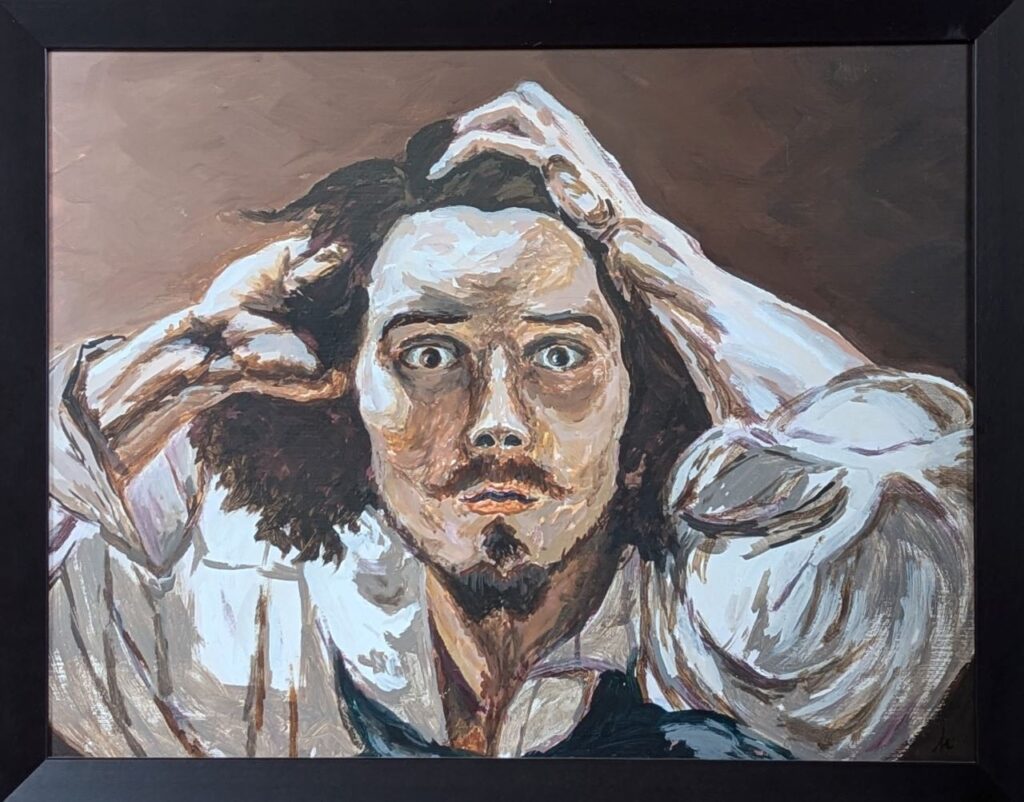 tableau art-sd Sandrine Delenne - variation autour de Courbet, Le Désespéré - tous droits réservés
