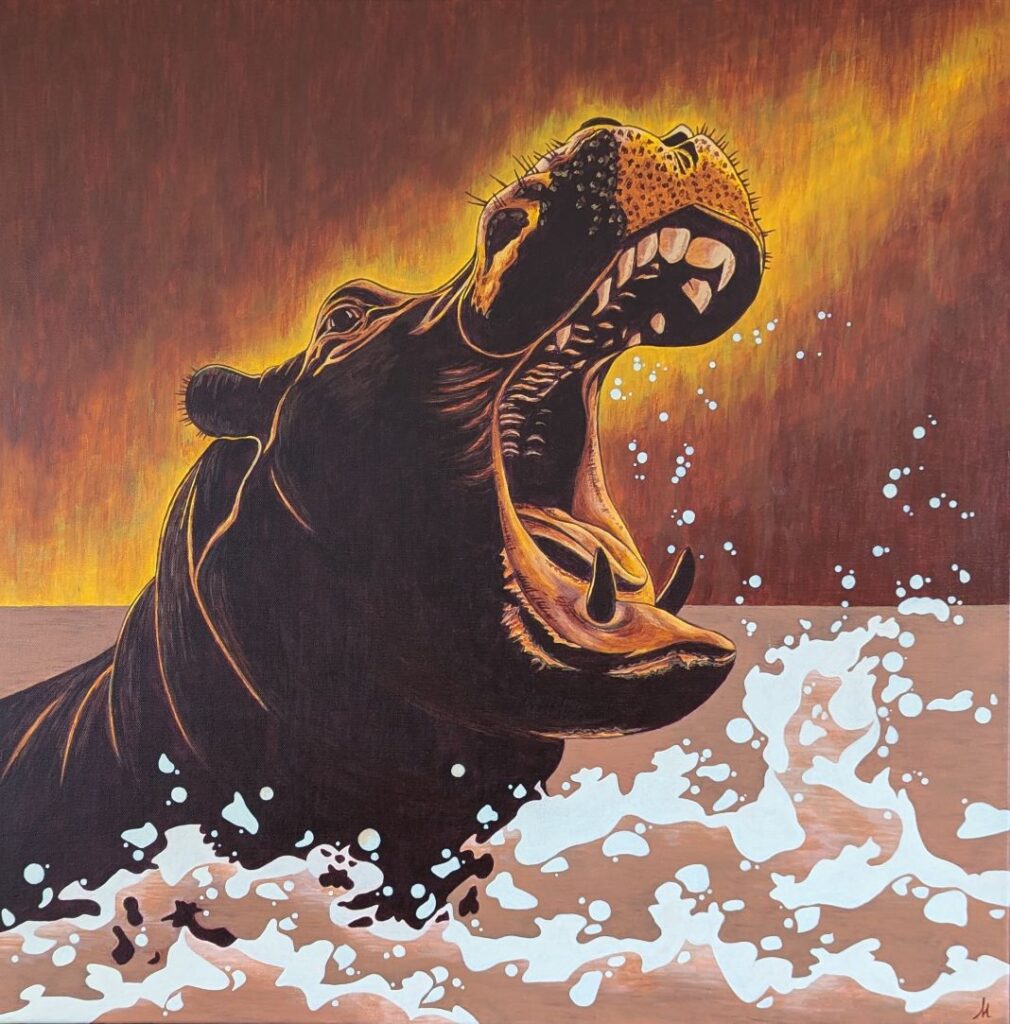 tableau Art-sd Sandrine Delenne - Hippopotame #1 - tous droits réservés