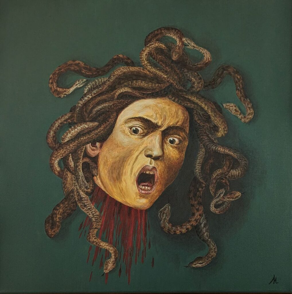 tableau Art-sd Sandrine Delenne "variation autour de Medusa de Caravage" - tous droits réservés