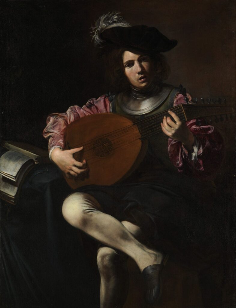 tableau de Valentin de Boulogne "Le joueur de luth"