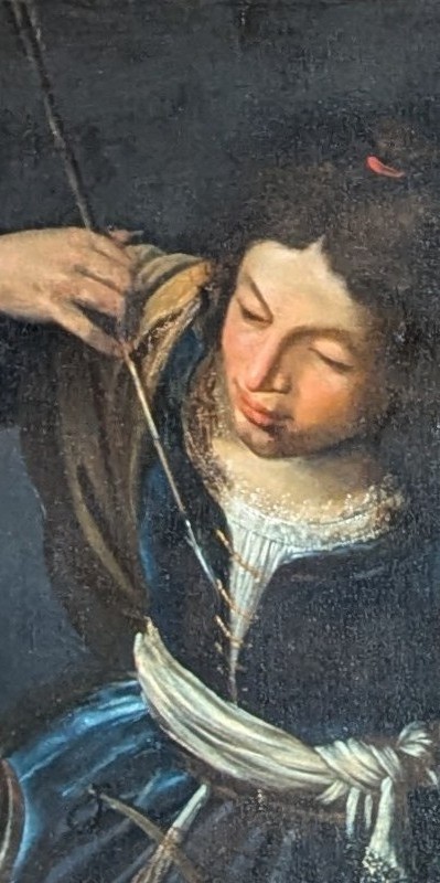 tableau d'Artemisia Gentileschi "Ulysse reconnaissant Achille parmi les filles de Lycomède" - détail Achille