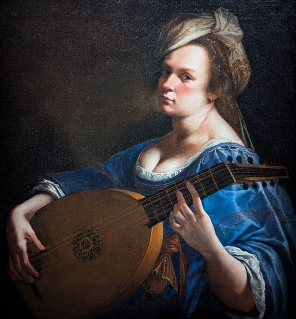 tableau d'Artemisia Gentileschi "Autoportrait en joueuse de luth"