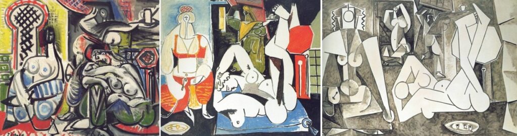 Picasso - les Femmes d'Alger - d'après Delacroix - versions A, H, M - détails