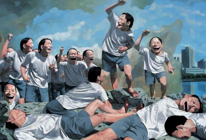 Yue Minjun - Liberty leading the people - 2004