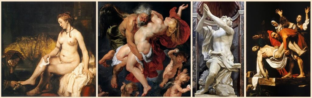 Exemples du baroque au 17e siècle, en peinture et en sculpture