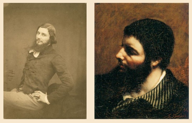 Victor Laisné - Photographie du peintre Gustave Courbet à l’âge de 34 ans - et Gustave Courbet - Courbet au col rayé –