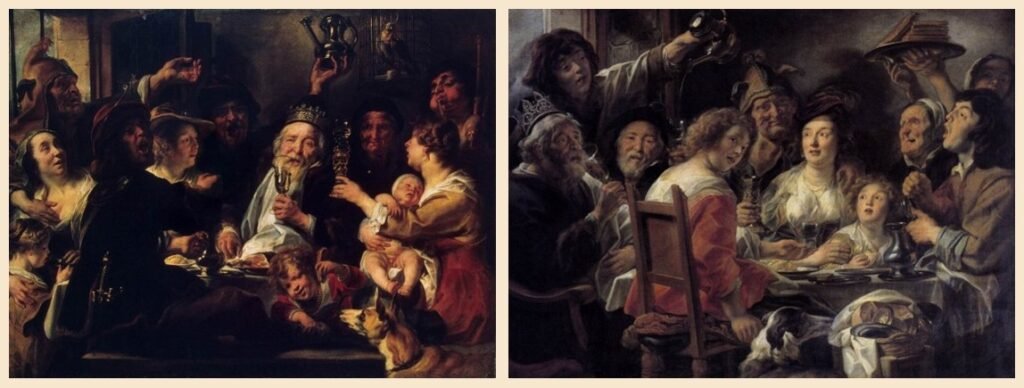 Jacob Jordaens – Le Roi boit – version de l'Ermitage, version du Louvre