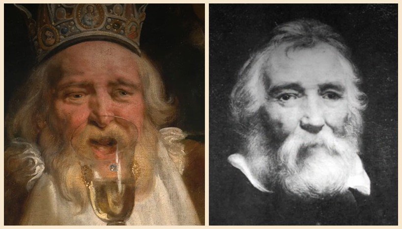 Jacob Jordaens – Le roi boit – version Bruxelles – détail visage du roi, portrait d’Adam van Noort