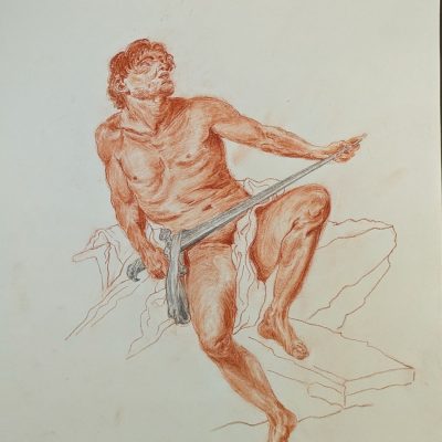 dessin de Sandrine Delenne - Art-sd - au musée du Louvre