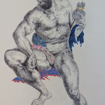 dessin de art-sd Sandrine Delenne au Louvre - Hercule - détail Rubens