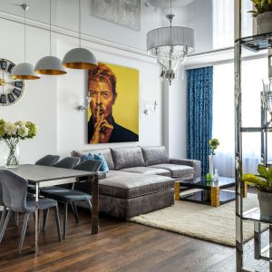 maquette (mock-up) de décoration intérieure présentant le tableau David Bowie de Art-sd Sandrine Delenne