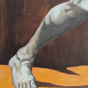 tableau Caïn vagabond par Sandrine Delenne Art-sd. Détail pied droit