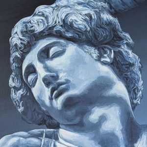 tableau Esclave mourant, Corps vivant par Sandrine Delenne Art-sd. Détail visage