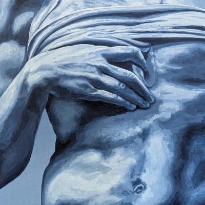 tableau Esclave mourant, Corps vivant par Sandrine Delenne Art-sd. Détail torse et bras