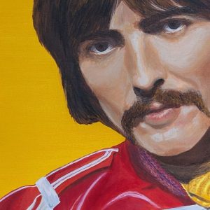 tableau George Harrison par Sandrine Delenne Art-sd. Détail partie gauche du tableau