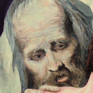tableau Le Déluge de Art-sd Sandrine Delenne : détail visage vieillard