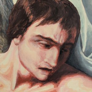 tableau Le Déluge de Art-sd Sandrine Delenne : détail visage jeune homme