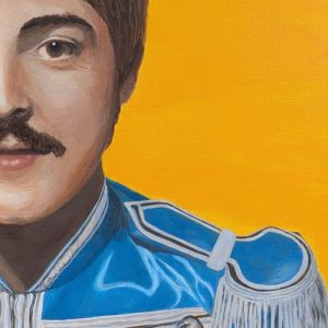 tableau Paul McCartney par Sandrine Delenne Art-sd. Détail partie gauche du visage