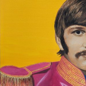 tableau Ringo Starr par Sandrine Delenne Art-sd. Détail partie gauche du tableau : visage, épaulette
