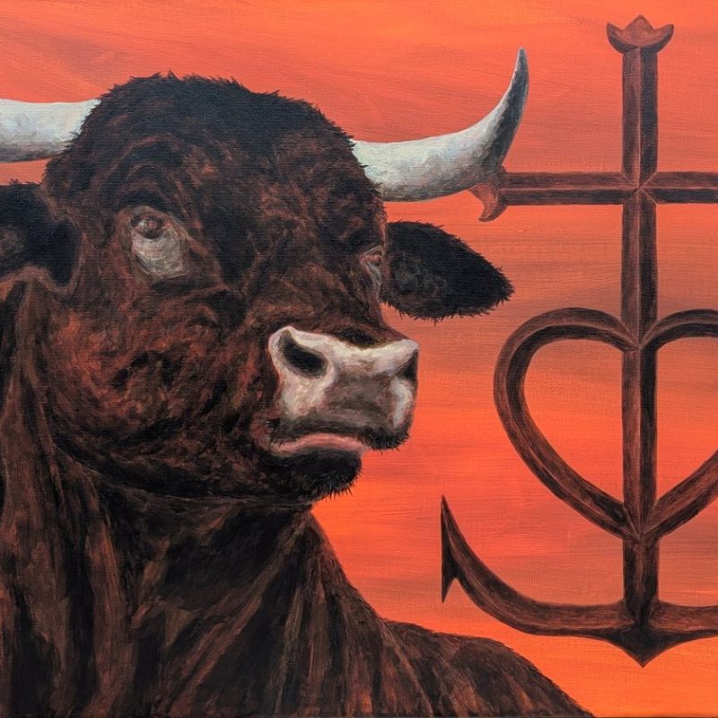 tableau Taureau de Camargue par Sandrine Delenne Art-sd. Tous droits réservés.