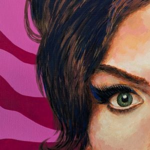 tableau Amy Winehouse par Sandrine Delenne Art-sd. Détail œil droit