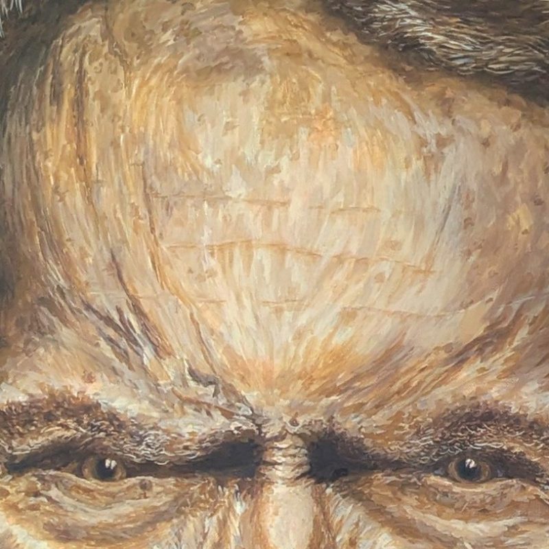 tableau Clint Eastwood par Art-sd Sandrine Delenne : détail sur les yeux et le front