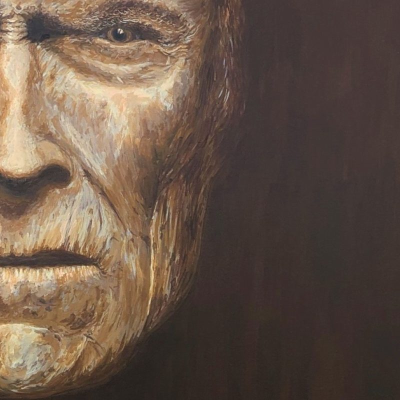 tableau Clint Eastwood par Art-sd Sandrine Delenne : détail sur la partie gauche du visage