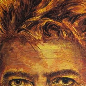 tableau David Bowie de Art-sd Sandrine Delenne : détail sur la partie haute du visage : cheveux, front, yeux