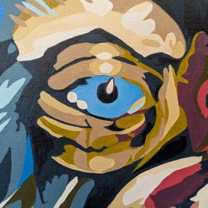 tableau Art-sd Sandrine Delenne - Singe - détail de l'œil