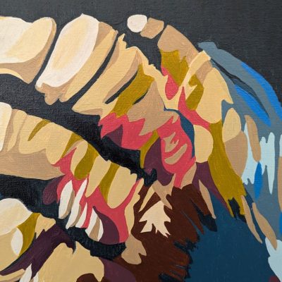 tableau Art-sd Sandrine Delenne - Singe - détail de la main sur la tête