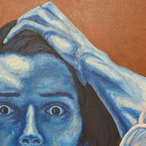 tableau Art-sd par Sandrine Delenne Variation Le Désespéré #2 : détail sur le haut de la tête, la main dans les cheveux