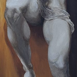 tableau La Roue de la Fortune par Sandrine Delenne Art-sd. Détail jambes de l'homme du haut sur la roue