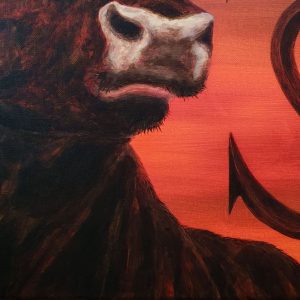 tableau Taureau de Camargue par Sandrine Delenne Art-sd. Détail museau du taureau